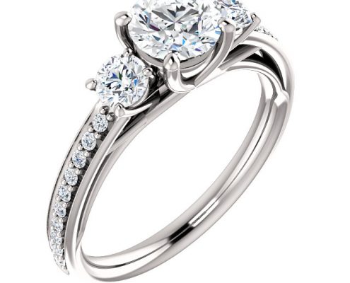 Three stone full Diamond Ring- Anillos de compromiso en Monterrey